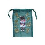 Nathalie Lete Organdy Drawstring pouch Black cat