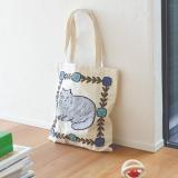 Matsuo Miyuki Embroidery Tote bag Gray cat