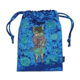 Nathalie Lete Velour Drawstring pouch Tabby cat