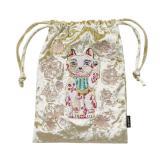 Nathalie Lete Velour Drawstring pouch Lucky cat